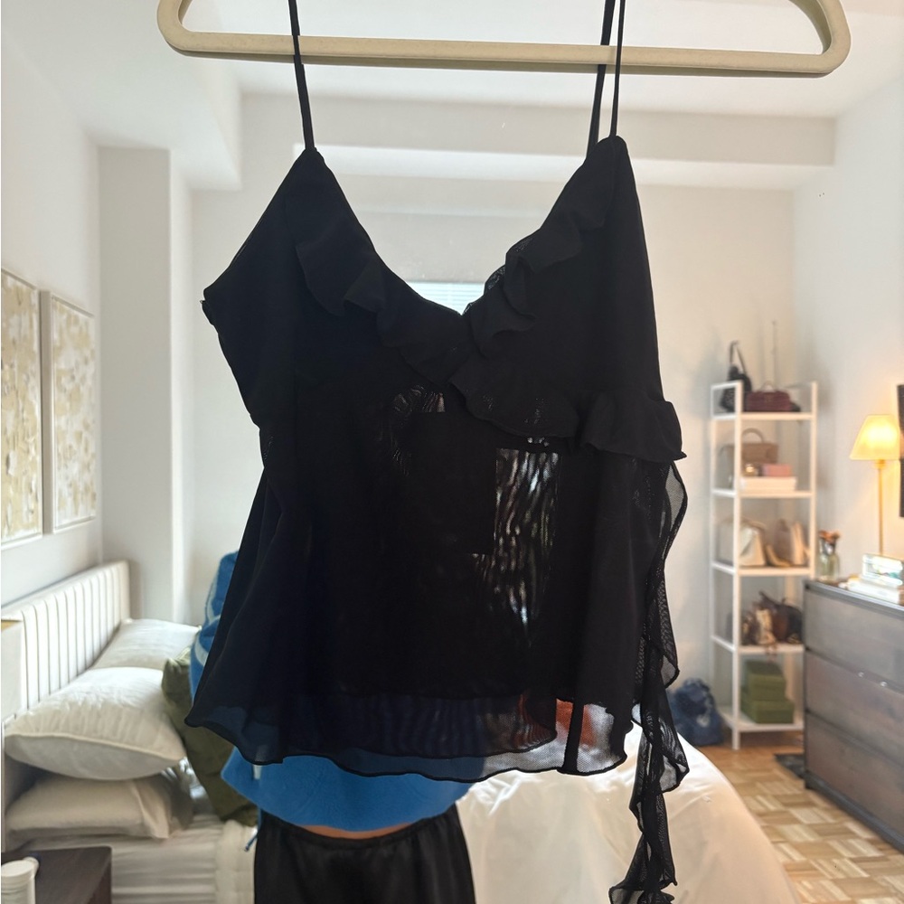 H&M Black Ruffle Crop Top